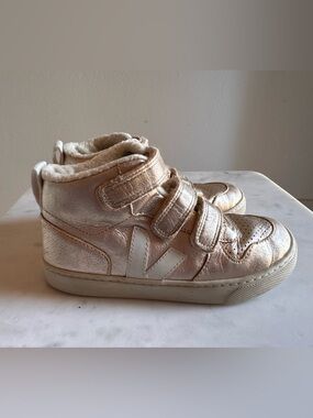 VEJA V-10 MID LEATHER PLATINE WHTE Sz: 2 Kids